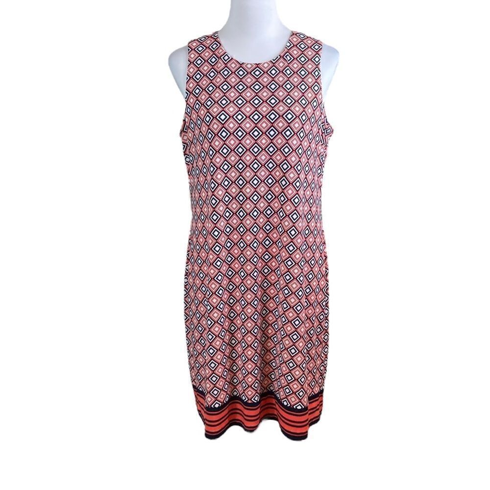 Michael Kors Sleeveless Geometric Pattern Shift Dress, Size L‎